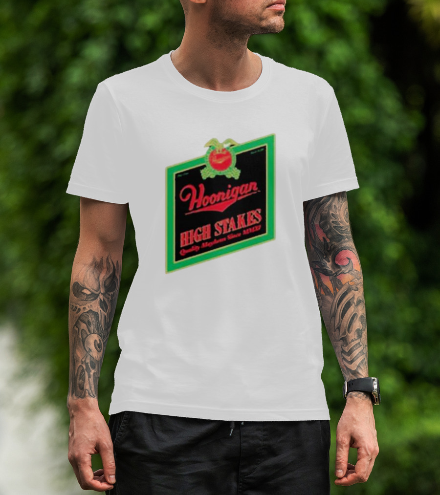 Hoonigan High Stakes Quality Mayhem Since MMXI Retro Apple Crate Label T-Shirt