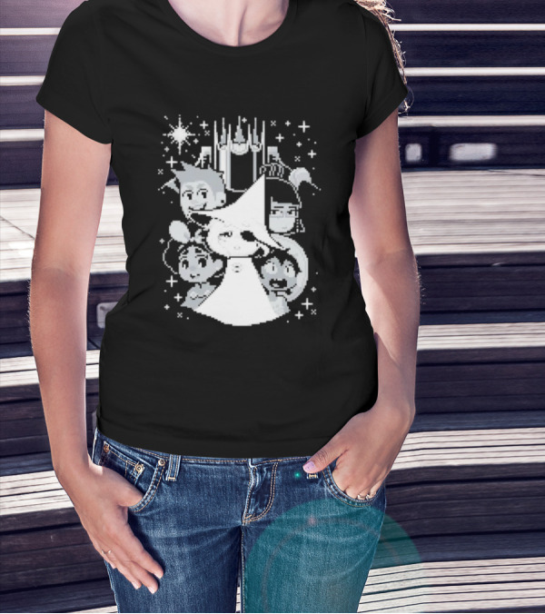 In Stars And Time Characters Pixel Art Cosmic Adventure T-Shirt