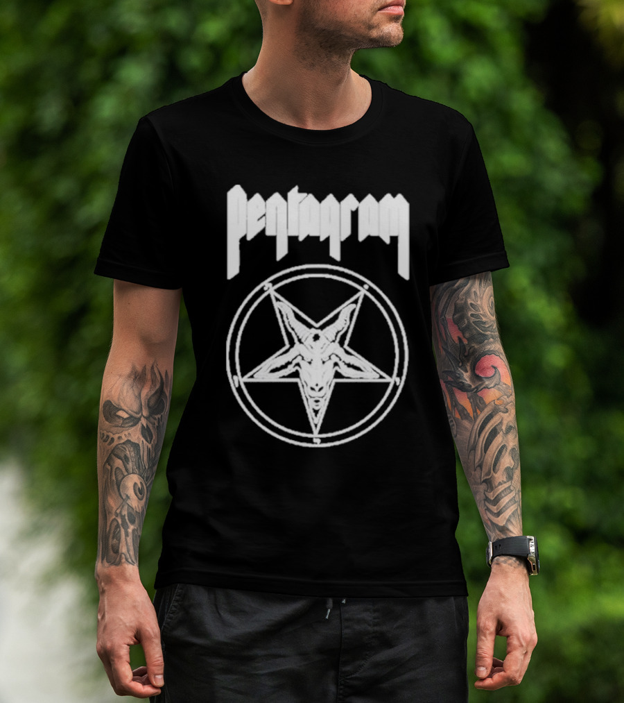 Pentagram Goat Head Circle Night Shift T-Shirt