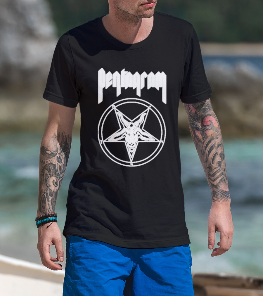 Pentagram Goat Head Circle Night Shift T-Shirt
