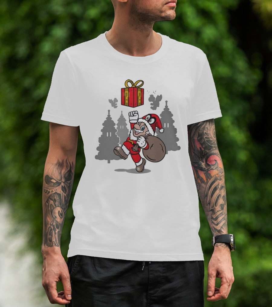 Super Merry O Super Mario Santa Claus Christmas Nintendo Funy T-Shirt
