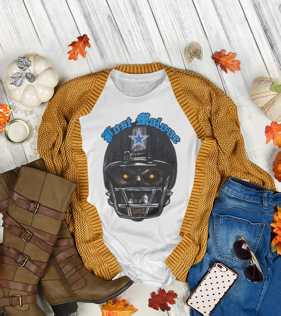 Post Malone Dallas Cowboys Helmet Skeleton with Star T-Shirt