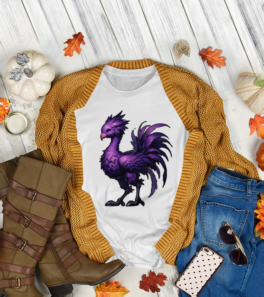 Purple Chocobo Fantasy Creature Mythical Bird Iconic Character T-Shirt