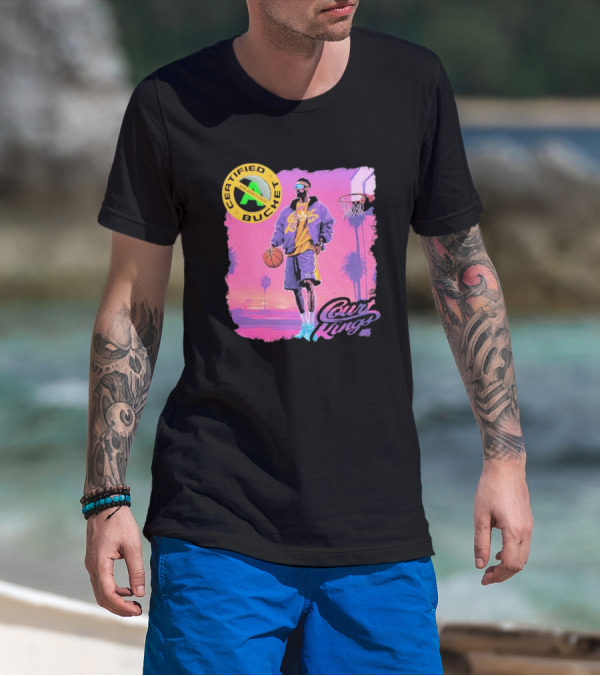 Certified Bucket Court Kings Style Basketball Sunset Scene T-Shirt