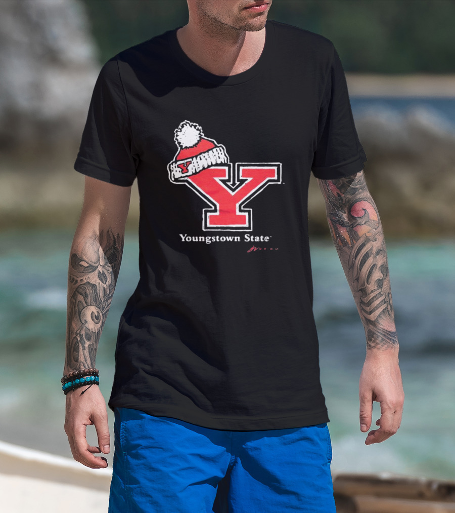 Youngstown State Y Logo With Knit Hat T-Shirt