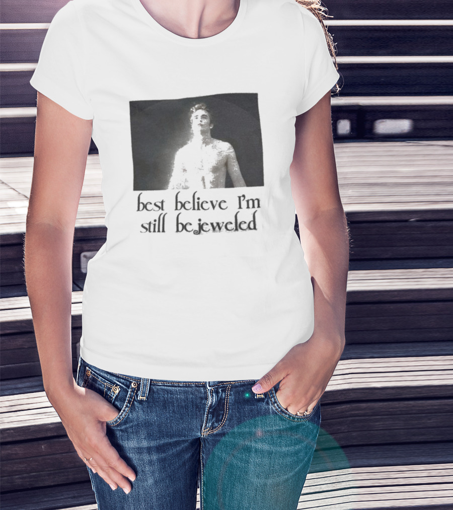 Best Believe I'm Still Bejeweled Black And White Male T-Shirt