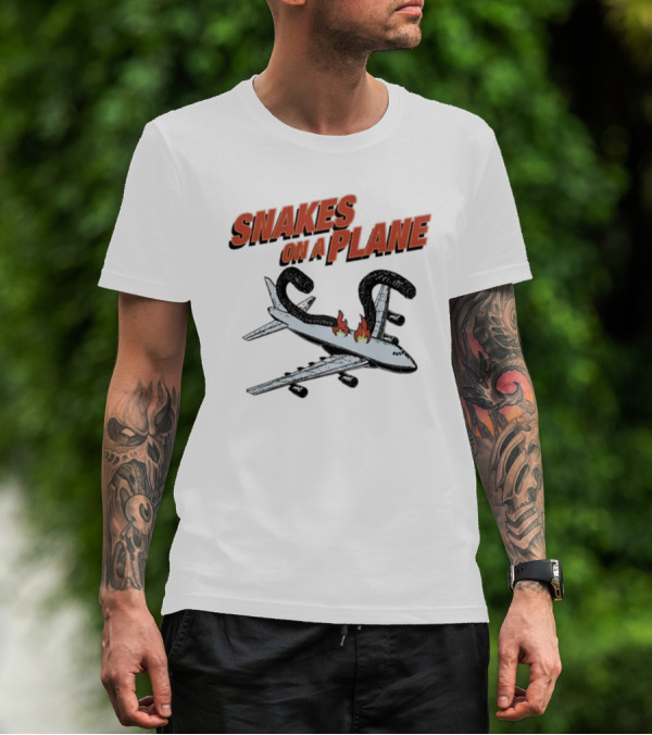 Snakes On A Plane Fire Flames Jet Airliner T-Shirt