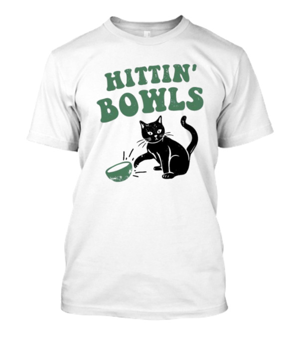 Hittin' Bowls Cat Playfully Knocking Over Item T-Shirt