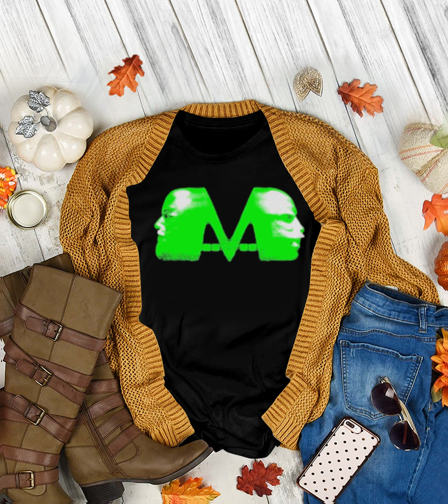 Mansionz M Faces Neon Green Portrait T-Shirt