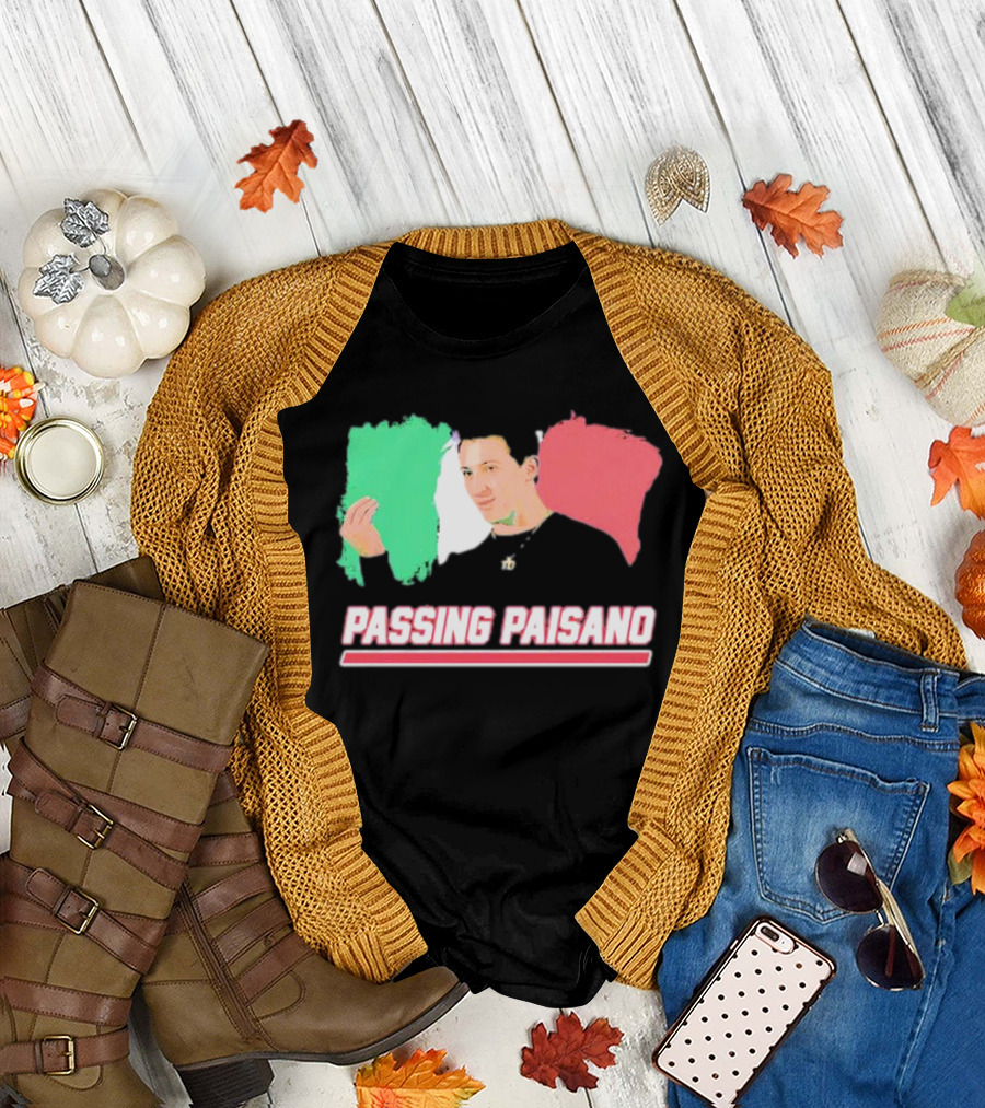 Passing Paisano Italian Gesture Flag Background T-Shirt