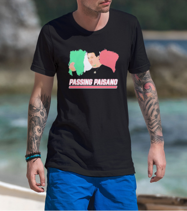 Passing Paisano Italian Gesture Flag Background T-Shirt