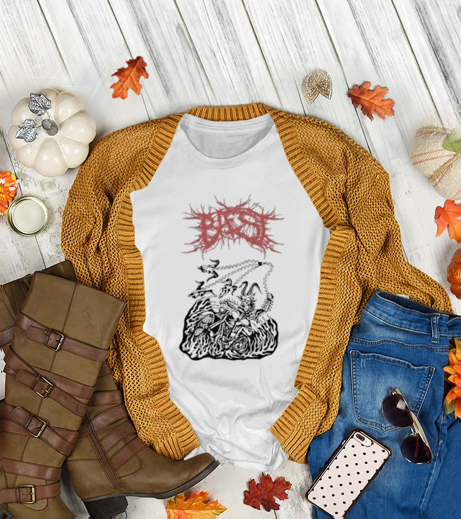 BAEST Biker Goat Rider Chains and Flames T-Shirt