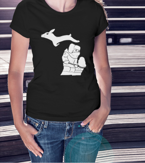 Michigan Winter Snow Shoveling And Leaping Deer T-Shirt