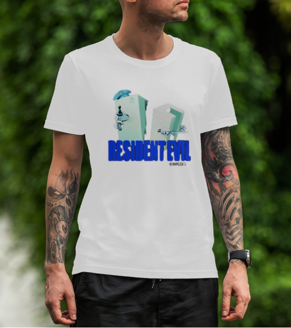 Resident Evil Capcom Tofu Parody Featuring Knife And Hat T-Shirt