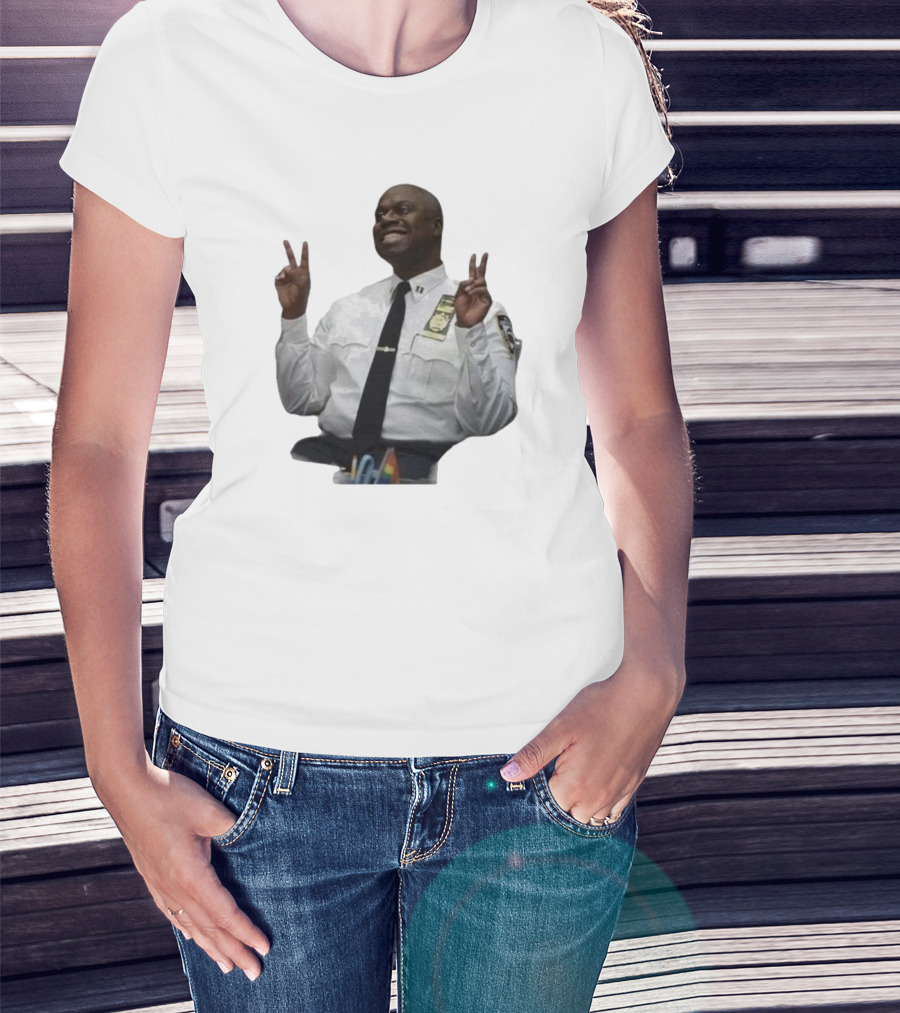 Smiling Captain Raymond Holt Andre Braugher Peace Signs Brooklyn Nine Nine T-Shirt