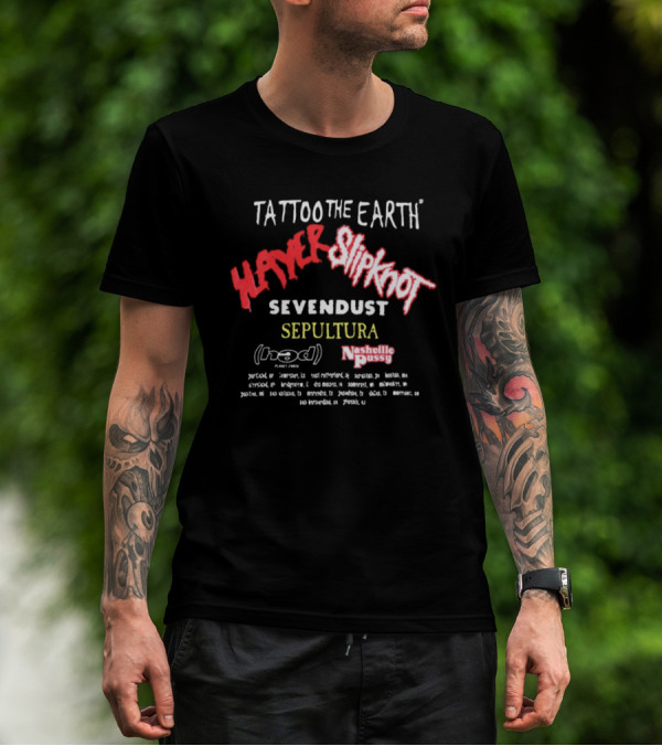 Tattoo The Earth 2000 Slayer Slipknot Sevendust Sepultura Tour T-Shirt
