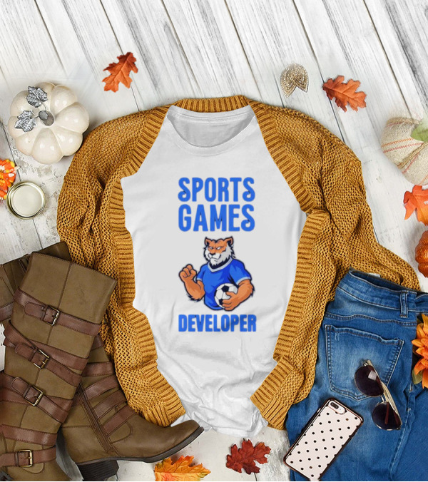 Sports Games Developer Tiger Holding Soccer Ball T-Shirt