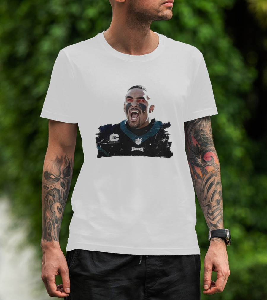 Quality Jalen Hurts Unleashed Fangs Out Eagles Football Action T-Shirt