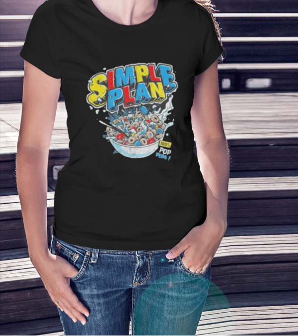 Simple Plan Pop Punk Cereal Bowl Explosion 100% T-Shirt