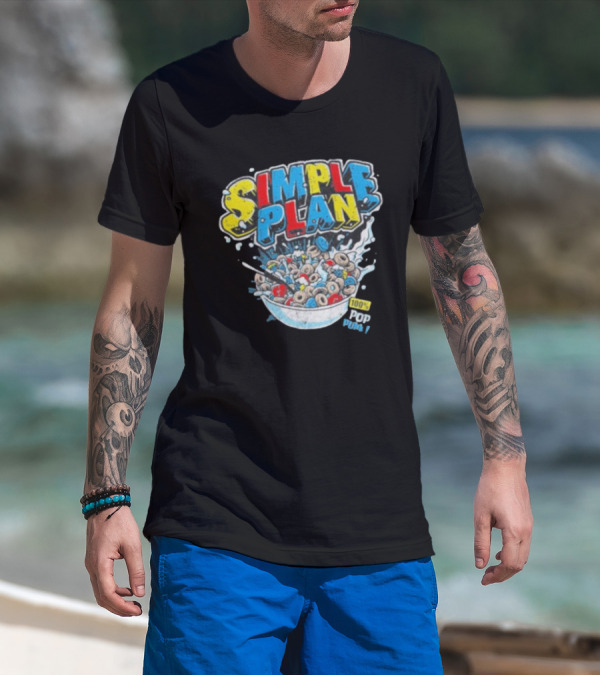 Simple Plan Pop Punk Cereal Bowl Explosion 100% T-Shirt
