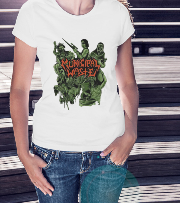 Municipal Waste Zombie Collage With Gas Masks And Weapons T-Shirt
