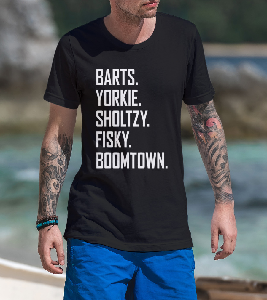 Barts Yorkie Sholtzy Fisky Boomtown Text Sequence T-Shirt
