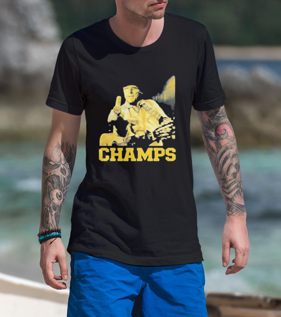 Taylor Lewan Champs Yellow Guitar Western T-Shirt