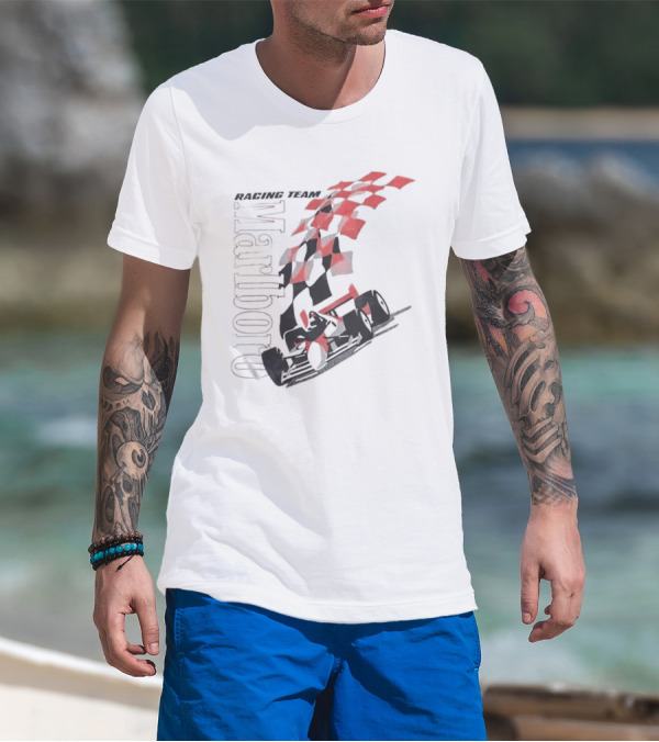 Vintage 90s Marlboro Racing Team Red Checkered Flag T-Shirt
