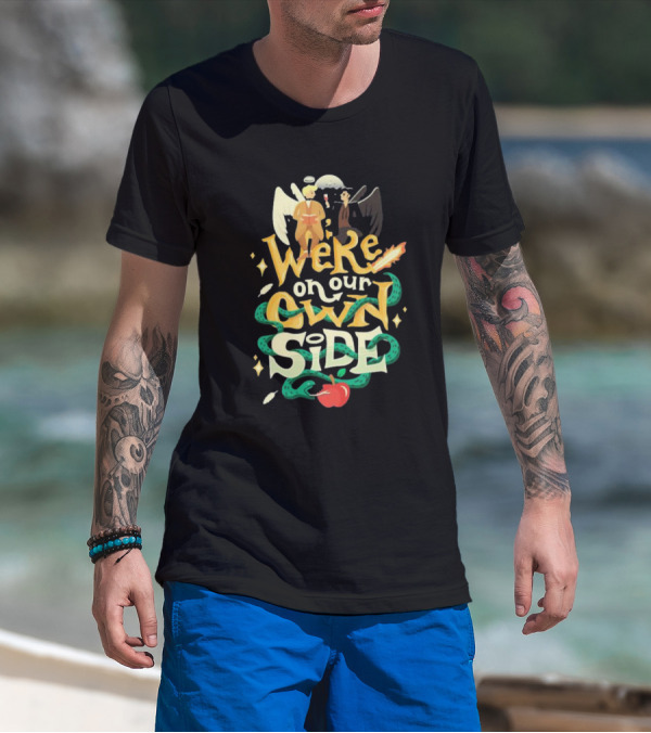 We're On Our Own Side Angel Demon Apple Serpent T-Shirt