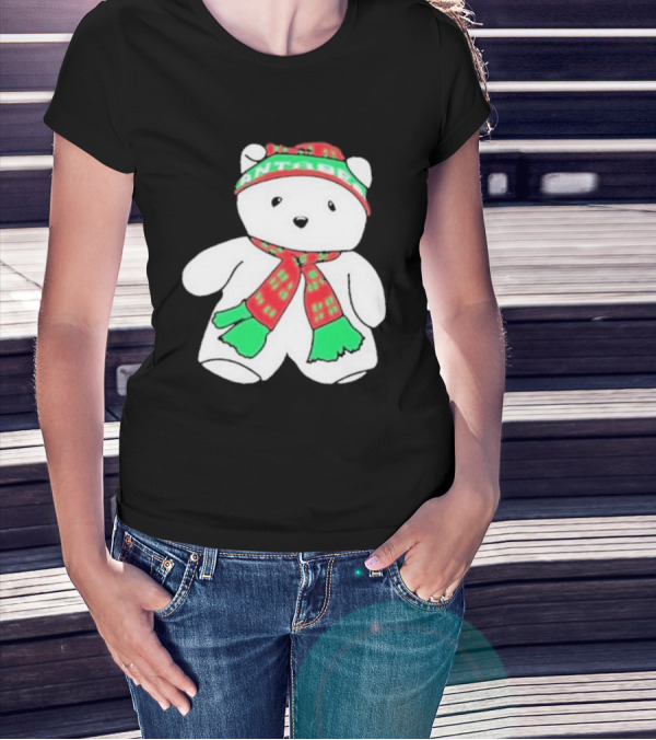 Santa Bear Minnesota Christmas Scarf And Hat Bundle T-Shirt