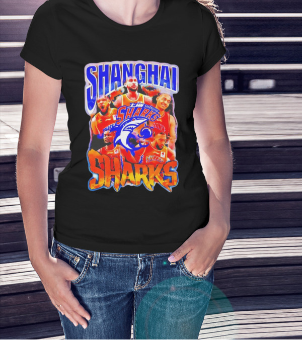 Shanghai Sharks Basketball Team Players Collage T-Shirt
