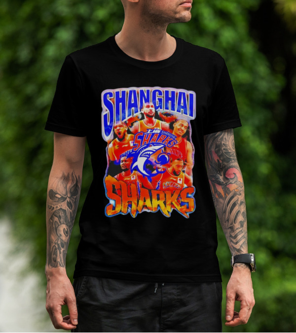 Shanghai Sharks Basketball Team Players Collage T-Shirt
