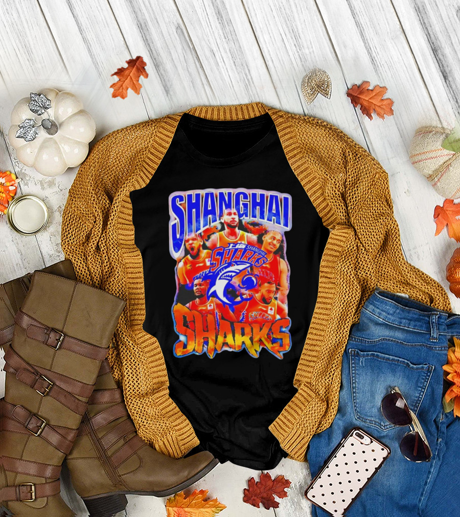 Shanghai Sharks Basketball Team Players Collage T-Shirt