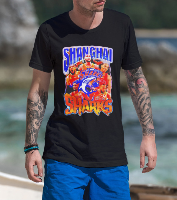 Shanghai Sharks Basketball Team Players Collage T-Shirt