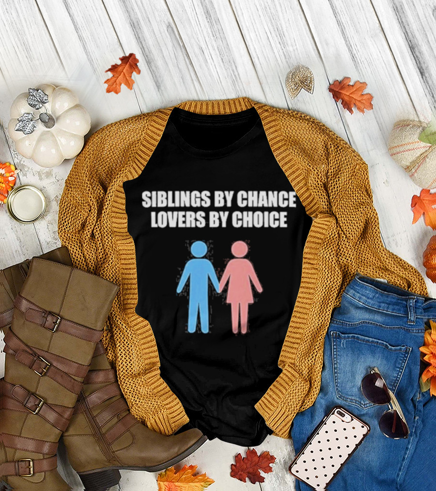 Siblings By Chance Lovers By Choice Blue Pink Stick Figures Friendship Unity T-Shirt