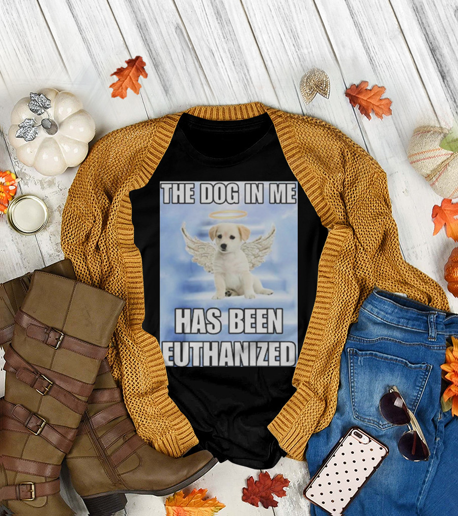 The Dog In Me Has Been Euthanized Angelic Puppy with Halo and Wings T-Shirt