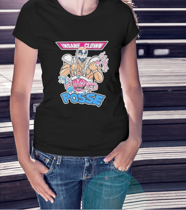 Insane Clown Posse Warrior With Pink Monster And Chainsaw T-Shirt