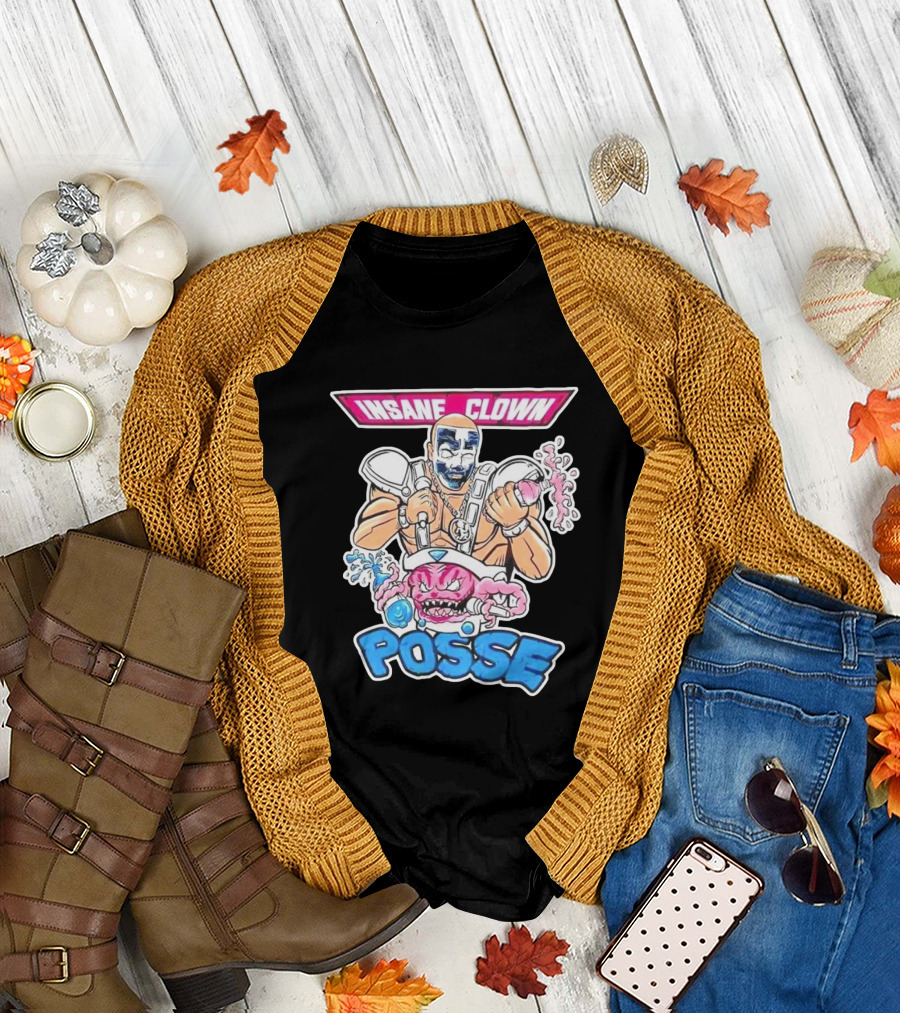 Insane Clown Posse Warrior with Pink Monster and Chainsaw T-Shirt