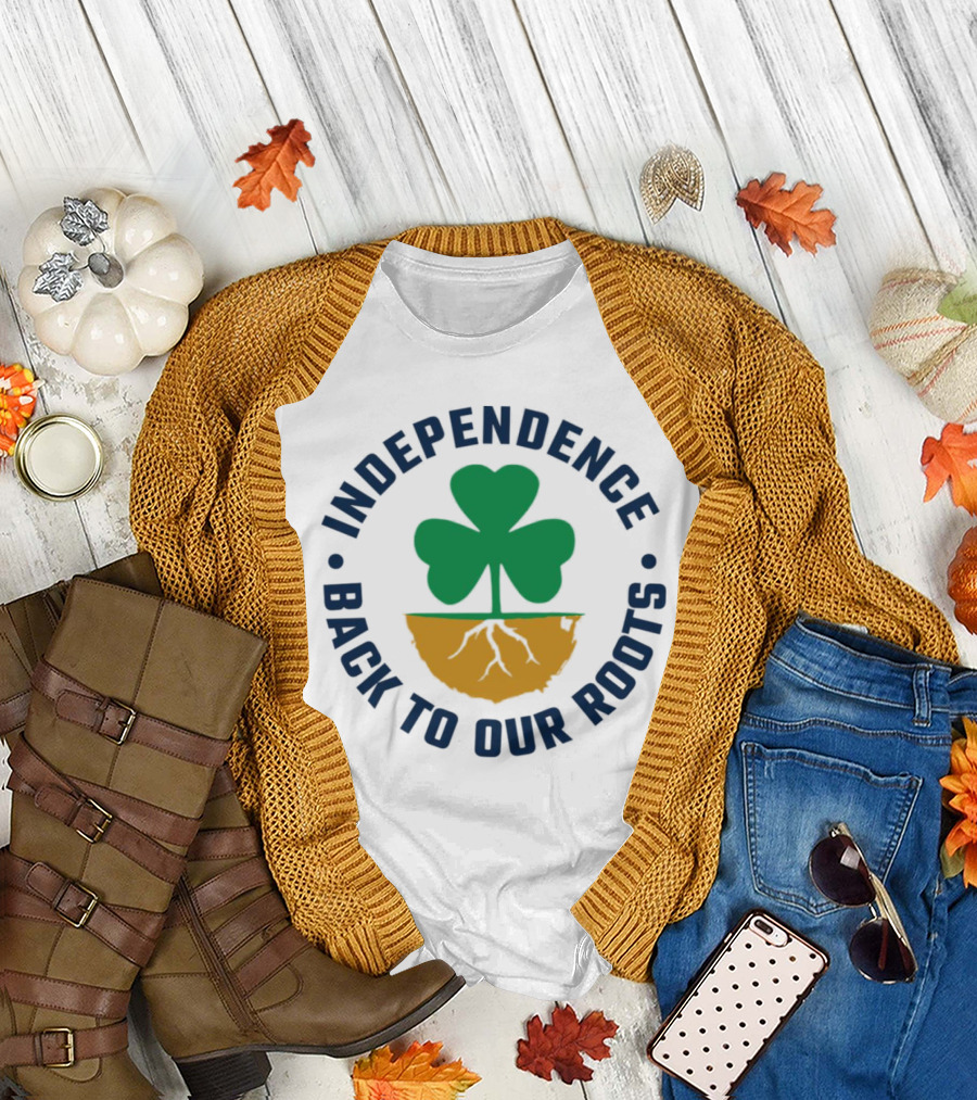 Independence Shamrock Emblem Back to Our Roots T-Shirt
