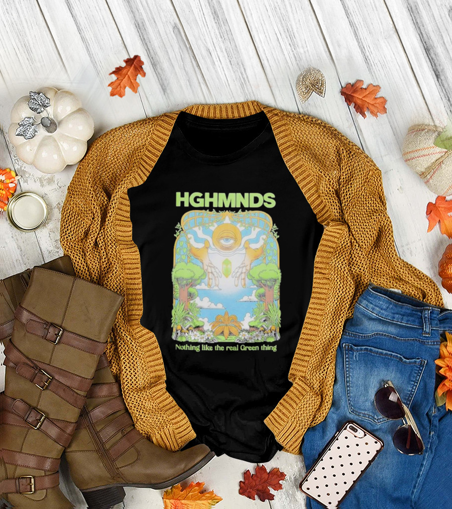 HGHMNDS Nothing Like the Real Green Thing Eye and Hands Above Nature Scene T-Shirt