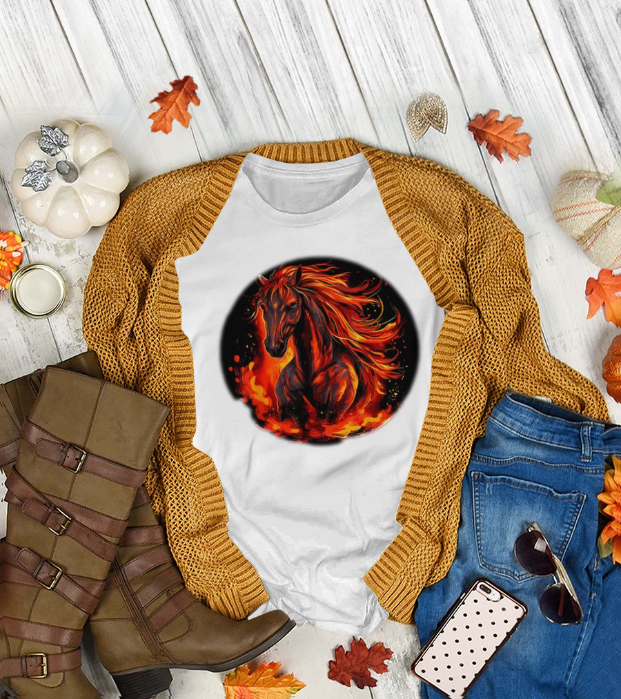 Funny Flaming Horse for Burning Flames Lovers T-Shirt