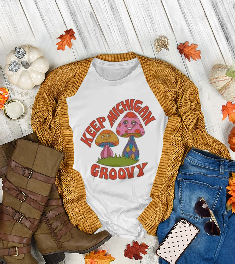Keep Michigan Groovy with Colorful Psychedelic Mushrooms T-Shirt