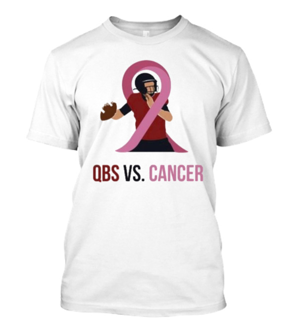 QBS VS CANCER Pink Ribbon Football Player T-Shirt