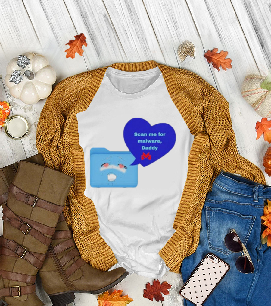 Scan Me Malcore Cute Crying Folder Scan Me for Malware Daddy Heart T-Shirt