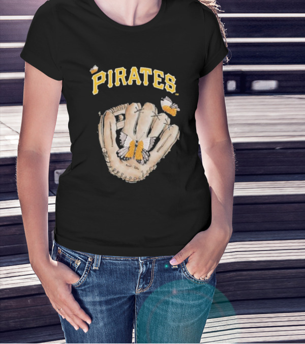 Pittsburgh Pirates Toddler Butterfly Baseball Glove Tiny Turnip T-Shirt