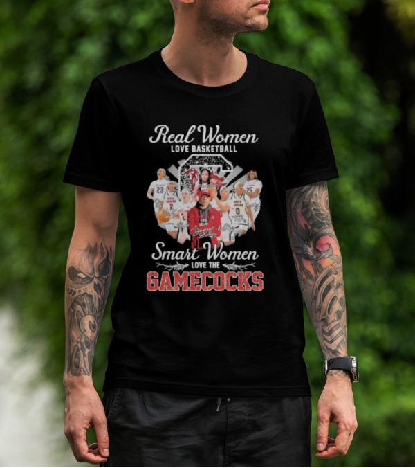 Real Women Love Basketball Smart Women Love The Gamecocks Signatures T-Shirt