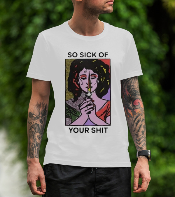So Sick Of Your Shit Woman Holding Knife Colorful Pop T-Shirt