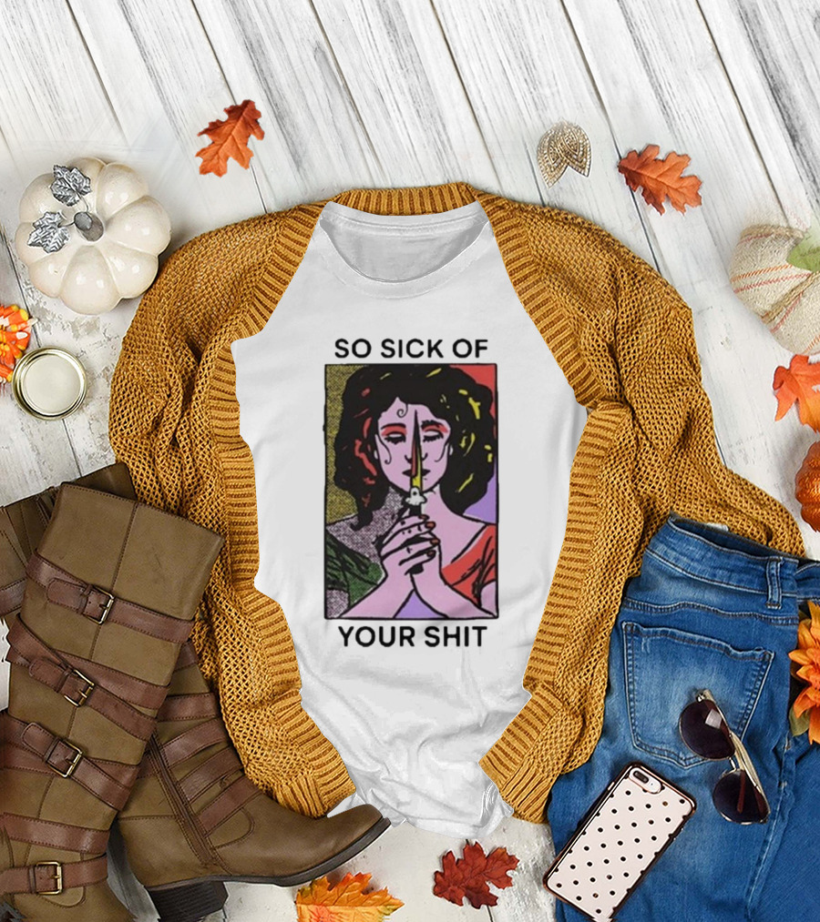 So Sick Of Your Shit Woman Holding Knife Colorful Pop T-Shirt