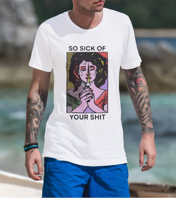 So Sick Of Your Shit Woman Holding Knife Colorful Pop T-Shirt