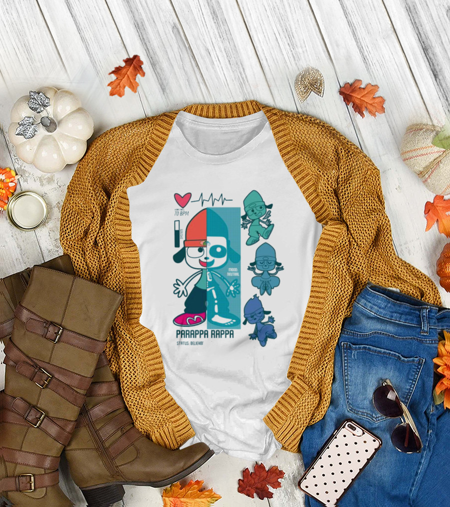 Parappa Rappa X-Ray Mood Neutral Status Believin Retro Video Game Character Graphics T-Shirt